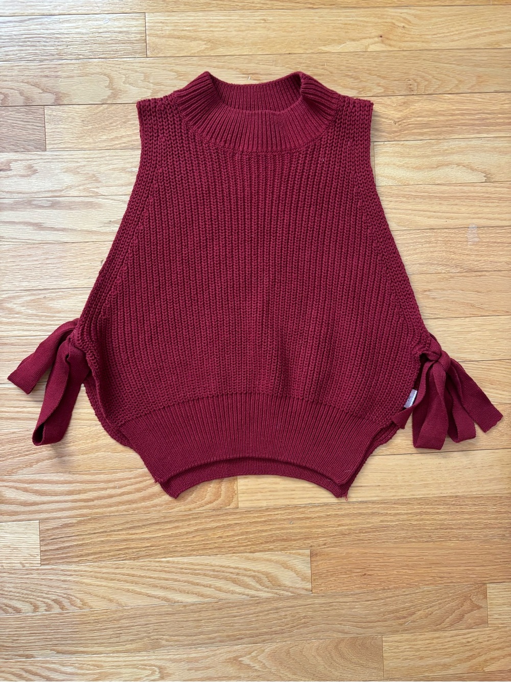 Topshop Burgundy Knit Sleeveless Crop Top with Side Ties